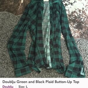 Doublju Checkered Green and Black Shirt
